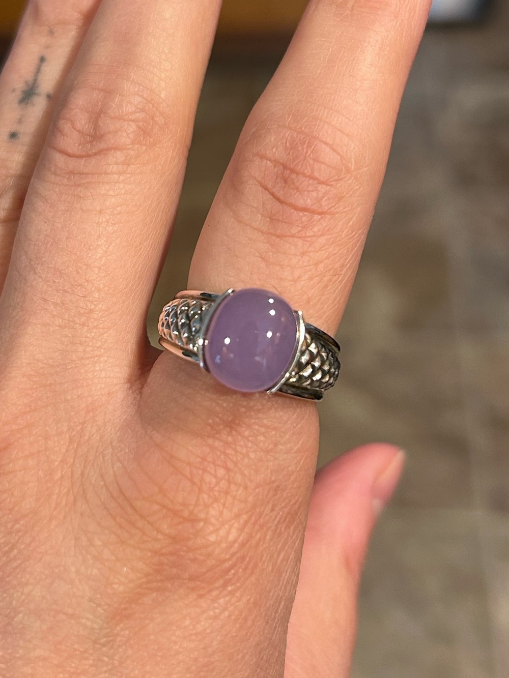 Sterling Silver Chalcedony Cabochon Ring